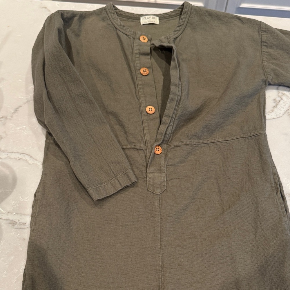 Play Up Olive Green Button-Up unisex jumpsuit size 6